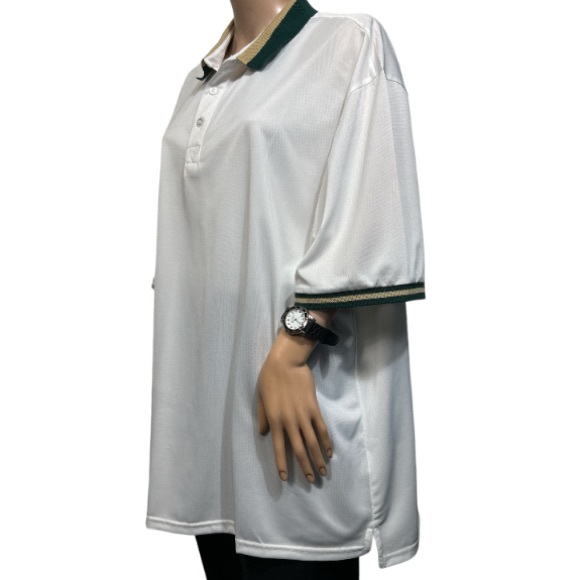 LEDINEY Shirt Polo Contrast stripe Collar white Regular Fit Short sleeve size 2X - Picture 13 of 15